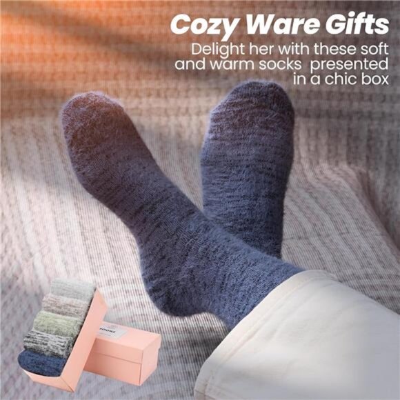 New 5 Pairs Fuzzy Soft Cozy Comfortable Socks for Women, Casual Sleep Comfy Sock - Picture 2 of 6